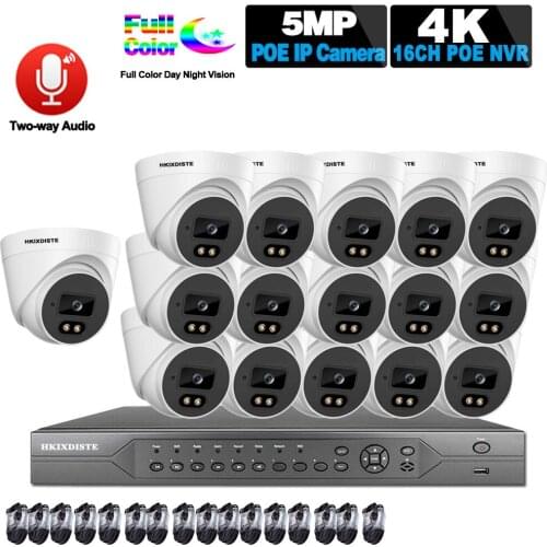 H.265+ 16CH 4K HD 5MP Security Camera NVR Kit Outdoor Waterproof Color Night Vision IP Camera POE CCTV Video Surveillance System