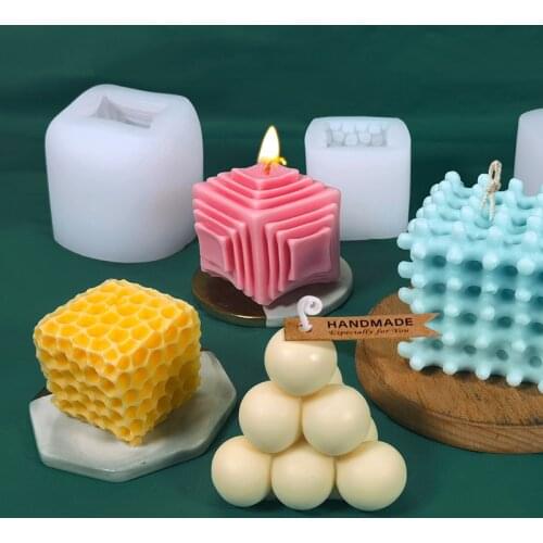 Square Honeycomb Gem Pattern Silicone Candle Moulds for Handmade Scented Candle Diy Art Candle Silicone Mold Gypsum Soap Molds