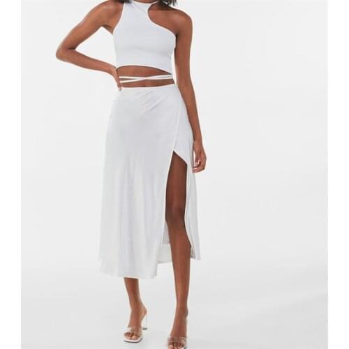 MESTTRAF Women 2021 Fashion Sexy Asymmetrical White Knitting Tank Vest Summer Ladies Sleeveless Slim Tops Streetwear