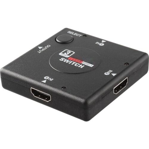 Mini 3 Switch High Definition 3 Port HDMI Switcher HDMI Splitter HDTV HD DVD 1080P Vedio Adaptor Suitable For PS3 Black