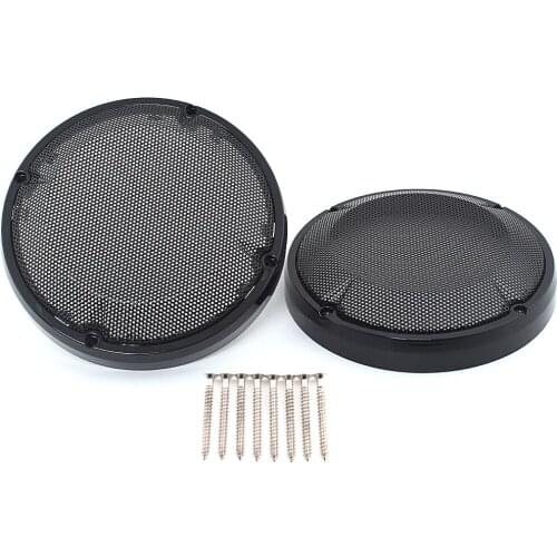 Motorcycle Black 6.5" Round Steel Saddlebag Lid Speaker Grill Cover Lower Vented Fairing Universal Accessories