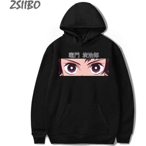 Anime Clothers Demon Slayer Mens Pullover Hoodies Female Unisex Kimetsu No Yaiba Print Hoody Harajuku Sweartshirt Tops Hip Hop