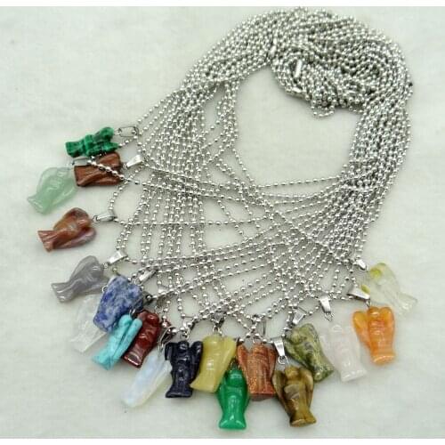 Natural stone Quartz Crystal tiger eye Opal lapis Turquoises angel pendants for diy Jewelry making Necklaces Accessories A24