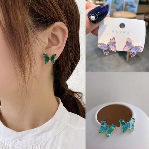 New Bohemian Womens Earrings Fashion Color Acrylic Butterfly Stud Earrings Animal Sweet Colorful Stud Earrings Girls Jewelry