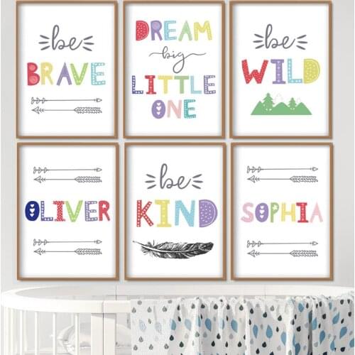 Feather Forest Baby Growth Quotes Nordic Posters And Prints Wall Art Canvas Painting Cartoon Wall Pictures For Kids Room Decor