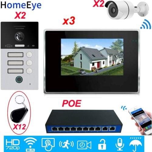 Tuya App Remote Unlock WiFi Video Intercom System 1080P IP Video Door Phone Code Keypad+IC Card+Fingerprint Home Access Control