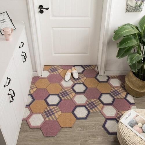 PVC Doormat Carpet Nordic Style Silk Loop Foot Household Mat Carpet Living Room Kitchen Hallway Entrance Floor Outdoor Doormats