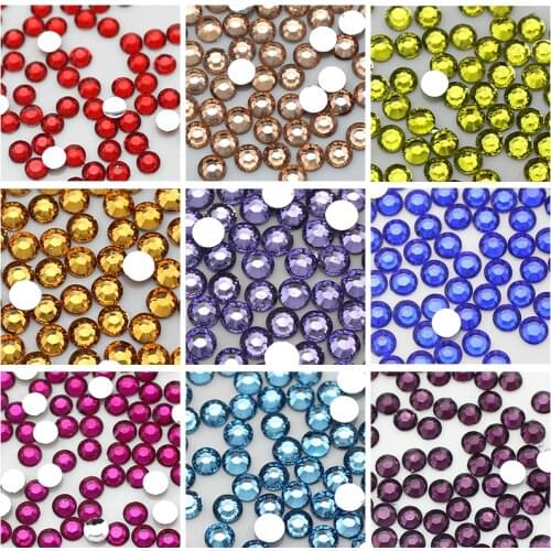 QIAO 3mm 10000pcs/bag Resin Rhinestone Shiny Colors Non Hotfix Flatback Resin Rhinestone Clothing Nail Art DIY Decoration