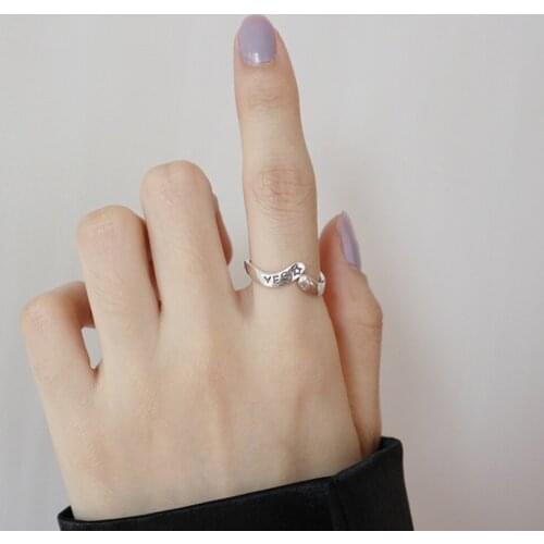 Adjustable 925 Sterling Silver Bride Bridesmaid Word YES RING Women Engagement Jewelry Gifts For Girlfriend Wedding Rings