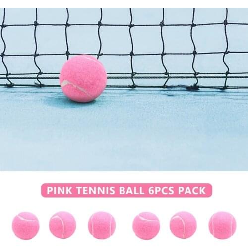 6Pcs Pack Pink Tennis Balls Wear-Resistant Elastic Training Balls 66mm Ladies Beginners Practice Tennis Ball for Club