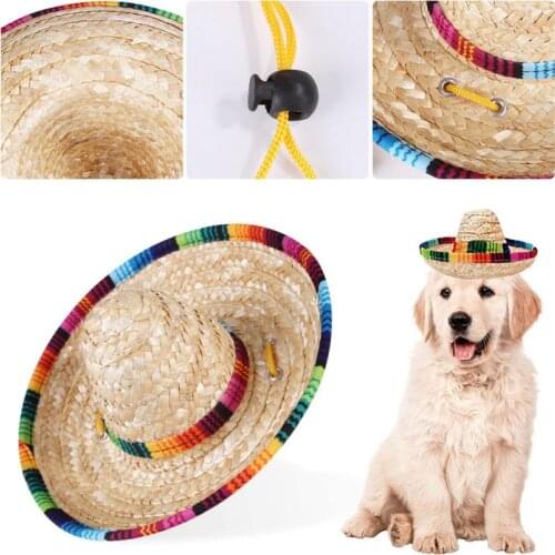 1pcs Hawaii Style Pet Sombrero Hat Pet Straw Dog Cat Hat Cute Hat For Dogs Funny Pet Accessories