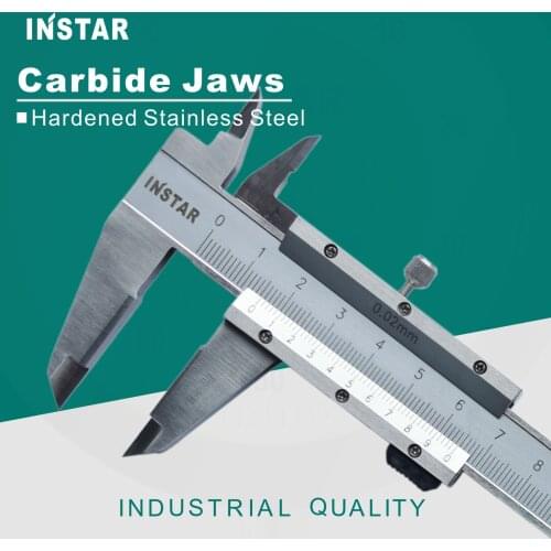 INSTAR Vernier Caliper Carbide Jaws Mono-Block 0-150mm/6" x 0.05mm Stainless Steel Hardened Industrial Quality