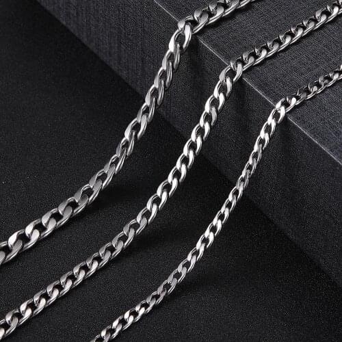 Skyrim 60cm Long Curb Cuban Chain Necklace Mens Classic Punk Stainless Steel Statement 5-8.5 mm Wide Chains Jewelry Wholesale