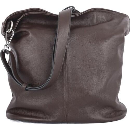 Womens Tote Bag Soft Genuine Leather Bucket Bag Office Ladies Shoulder Bags Women Leisure Brown Bag Big Tote Sac Bolsa