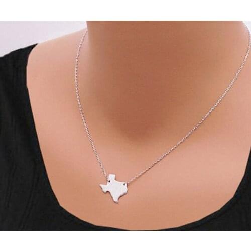 Ufine Cute personalized Texas state map Necklace cooper Charm pendant pricess girl gift necklace drop shipping N2196