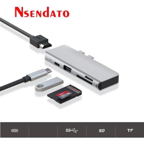 5 In 1 USB 3.1 Type-C Hub To USB 3.0 HUB HD PD TF SD Reader Slot Adapter Dock for MacBook Pro/Air USB Type C Splitter Port HUB