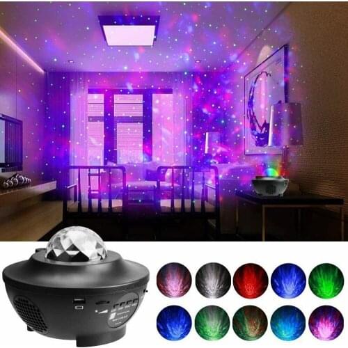 USB Starry Projector Light Music Ocean Wave LED Projector Light Star Sky Projector Night Light with Bluetooth Music Speaker
