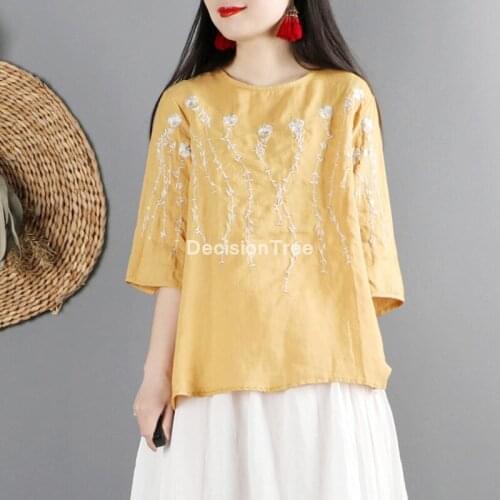 2021 traditional chinese clothes for women chiffon blouse shirt cotton linen vintage clothing blouse female hanfu cheongsam tops