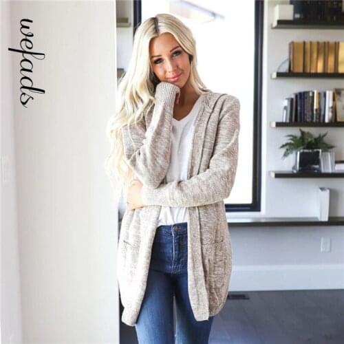 Wefads Woman Cardigan Sweater Pocket Cardigan New Sweater Long Sleeve Hooded fall sweaters for women