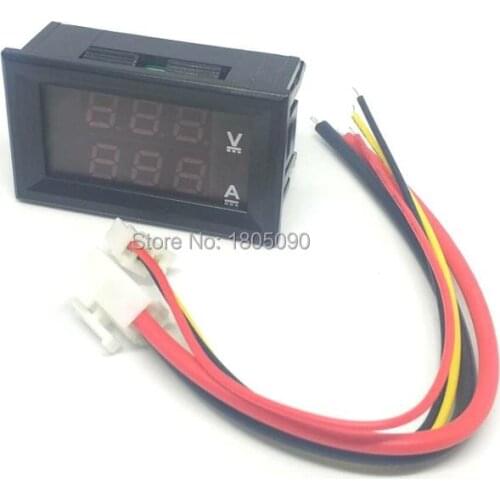 1pcs DC0-100V 10A LED DC dual display digital voltage current meter red/red+blue Digital display DC4-30V / 6 bit digital display