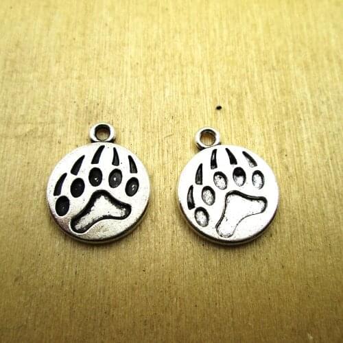 20pcs-- 18x15mm Bear Claw Charms Bear Paw charm pendants DIY necklace/ bracelets charms antique silver tone
