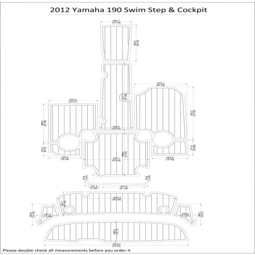 2012 Yamaha 190 Swim Step & Cockpit Pad Boat EVA Teak Decking 1/4" 6mm