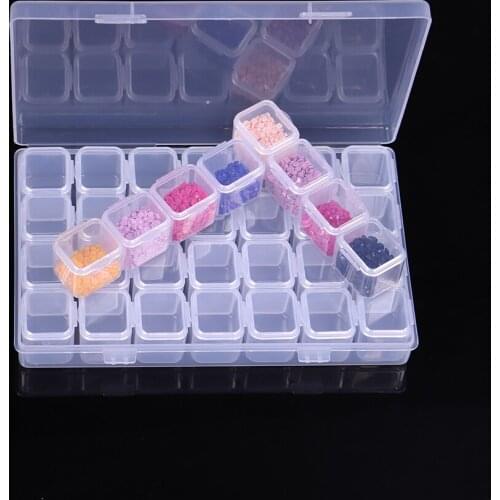 28 Slots Diamond Embroidery Box Diamond Painting Accessory Case Clear plastic Beads Display Storage Boxes Cross Stitch Tools