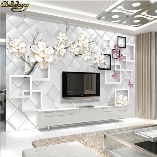 Beibehang Custom Photo Wallpaper Large Mural Wall Sticker White Jewelery Flower 3d TV Background Wall papel de parede