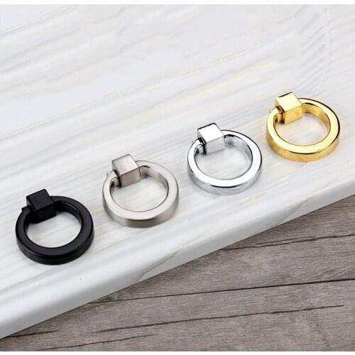 43mm Circle Handles Color Gold Silver Black Ring Zinc Alloy Door Handles Pulls Cabinet Drawer Knobs For Furniture Hardware
