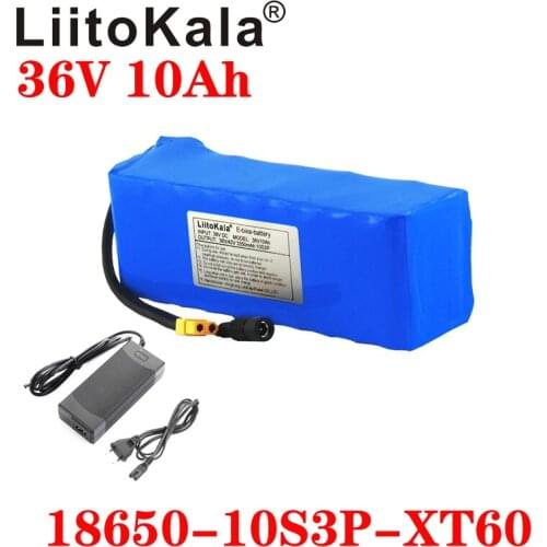 LiitoKala 36V 10ah Electric Bike Battery Built in 20A BMS Lithium Battery Pack with 42V 2A Charger Ebike Battery