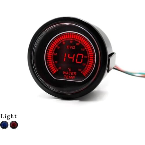 2inch 52mm Car EVO LCD Water temp gauge Red/Blue Water Temprature Gauge With Sensor 40-140 Celsius Car Meter
