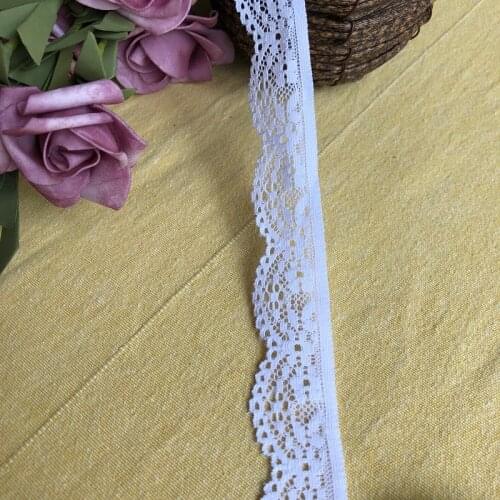 White elastic 3cm S1056 stretchy floral pattern lace trim diy apparel sewing fabric dress underwear shorts decoration lace
