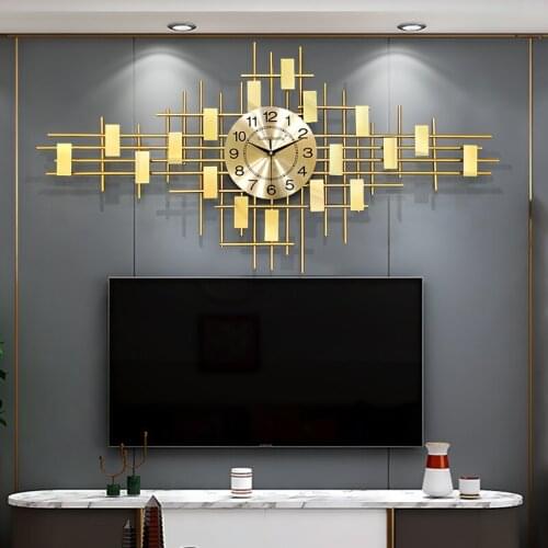 Luxury Silent Wall Clock Modern Design Living Room Metal Mechanism Digital Wall Clock Large Gold Reloj Pared Home Decor DG50WC