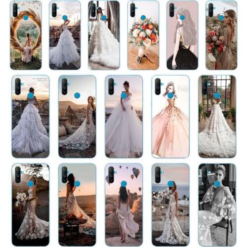 208FG Luxury Wedding Dress Girl gift Soft Silicone Tpu Cover phone Case for OPPO A5S A7 AX7 A5 A9 2020 Reslme C3