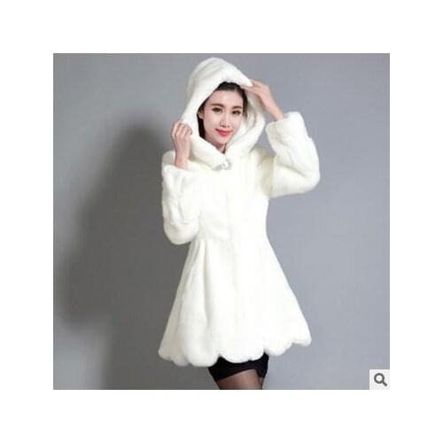 Black/White Womens Long Hoodies Fur Coats Large Size Female Casual Faux Rabbit Fur Jackets Winter And Autumn Overcoats J1379