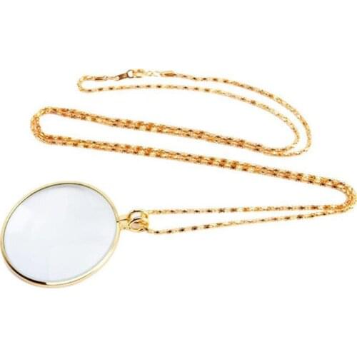 Decorative Necklace 5x Magnifier Magnifying Glass Pendant Gold Silver Plated Chain Necklace soldering magnifying glass