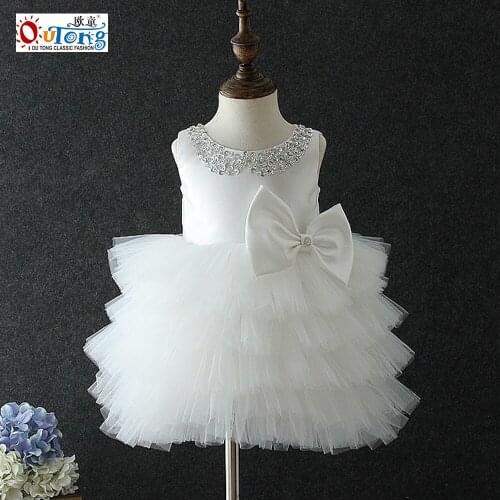 Outong Children Clothes Girls Party Dresses Princess Sequins Ball Gown Fluffy Baby Girl Bow Layered Dress For Birthday Party