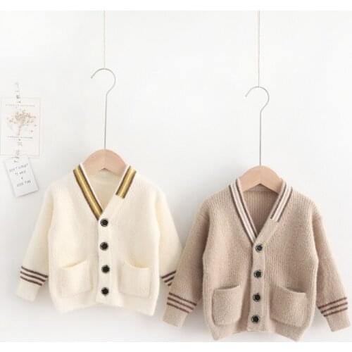 Kids Winter Boys Casual Single Breasted Knitted V-neck Cardigans Baby Girls Soft Comfortable Sweaters Children Sweater 2-7T