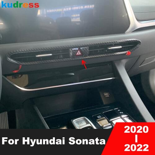 For Hyundai Sonata 2020 2021 Carbon Fiber Car Middle Air Vent Cover Trim AC Outlet Frame Bezel Styling Interior Accessories