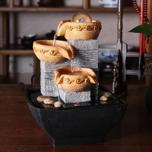 110/220V Resin Flowing Water Fountain Feng Shui Ornament Bonsai Figurines Decoration Craft Home Decor Wedding Gift Humidifier