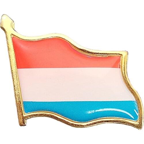Electroplated Gold Luxembourg Flag Brooch Enamel Pins Badge Backpack/Hat/Collar/School Bag/Tie Clips Decoration Accessories