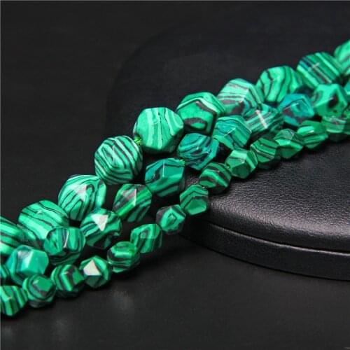 Faceted Malachite Round Loose Spacer GemStones Beads Fit DIY Bracelet Necklace Needlework Beads For Jewelry Making 6 8 10mm 15"
