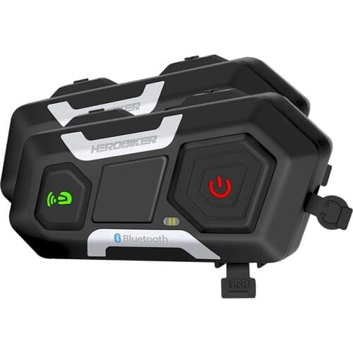 HEROBIKER 2 Sets 1200M BT Motorcycle Helmet Intercom Waterproof Wireless Bluetooth Moto Headset Interphone FM Radio For 3 Rides