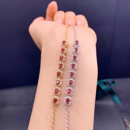 Exquisite ruby bracelet red ruby gemstone bracelet women silver jewelry fine present real natural gem good color birthday gift
