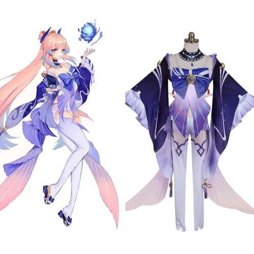 Game Genshin Impact Sangonomiya Kokomi Cosplay Costume Outfit Kimono Halloween Carnival Suit