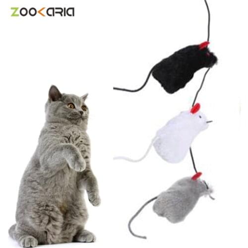 Ring Mouse Cat Pet Toys Pull Ring Mice With Sound Rattling Soft Plush Simulation Sound Squeaky Interactive Toy For Kitten Cats