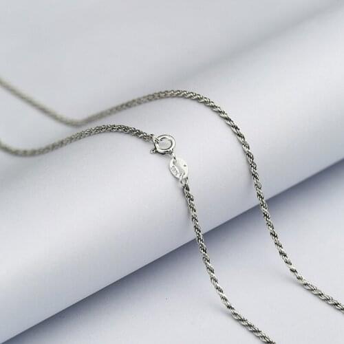 L&P New Fashion Available Real 925 Sterling Silver Twisted rope Chain Necklace Womens Mens Kids 40/45cm 18inch Jewelry