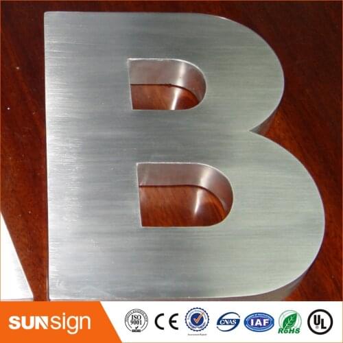 Brushed stainless steel 3D channel letter