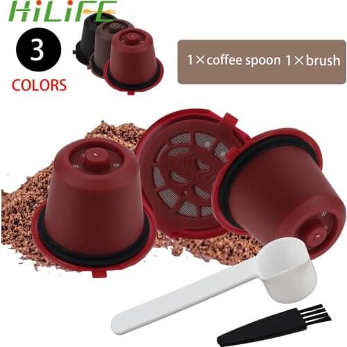 Reusable Coffee Capsules Cup Coffee Filter 4PCS With Spoon Brush For Nespresso