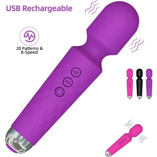 Powerful Oral Clit Vibrator for Women USB Charge AV Magic Wand Vibrator Massager Adult Sex Toys for Woman Masturbator Waterproof